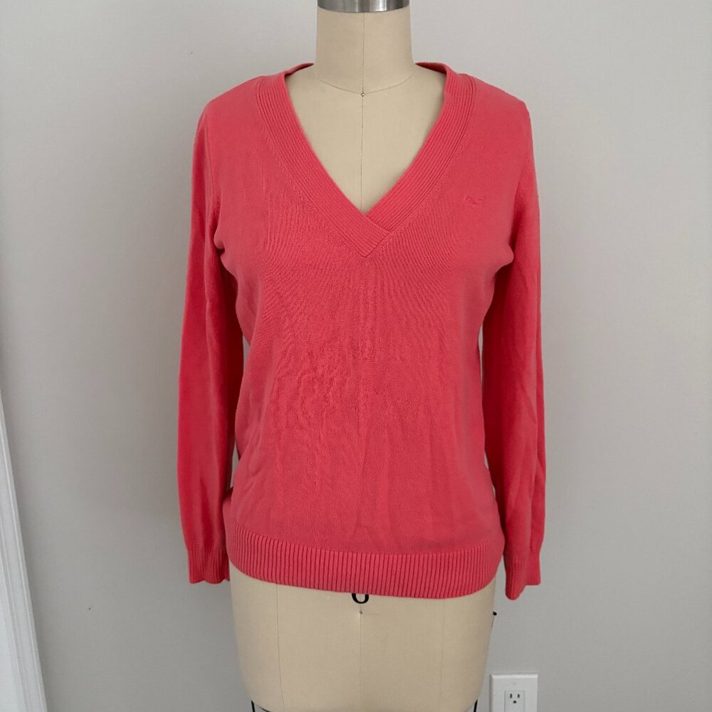 Vineyard Vines Heritage Cotton V Neck Sweater Coral Pink Country Club Preppy M
